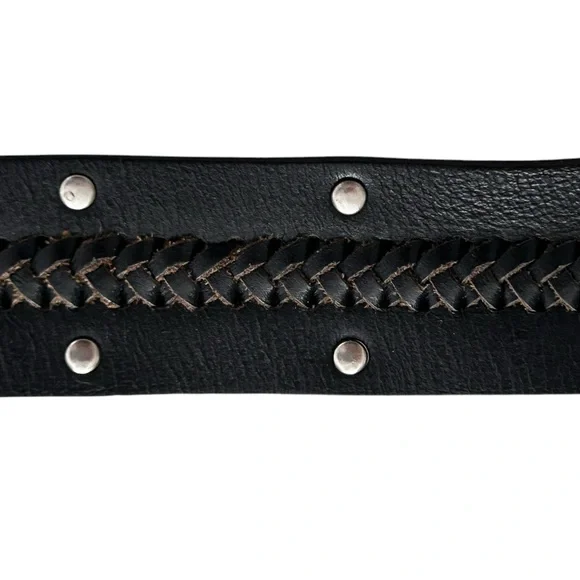 Calvin Klein Jeans Black and Silver Leather Belt - Picture 5 of 9